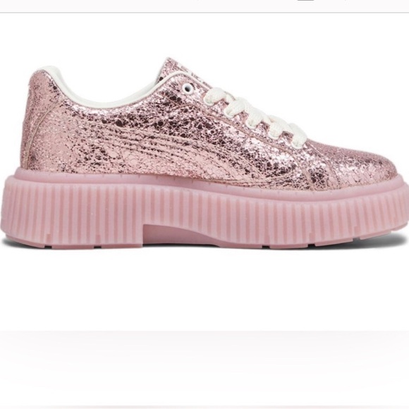 Puma Dinara Shine Rose Gold Pink‎ Glitter Platform Sneakers size 9 brand new - Picture 4 of 4